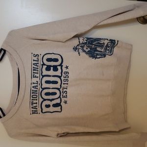 Cute little Sweat shirt. Off white with blue writing and picture.